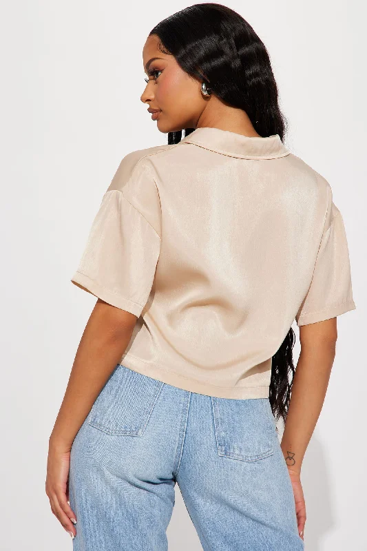 Bronte Satin Shirt - Tan