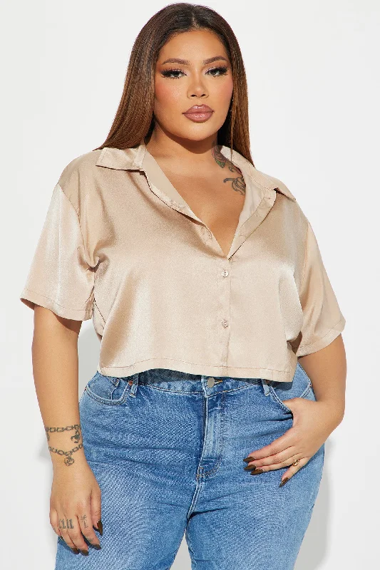 Bronte Satin Shirt - Tan