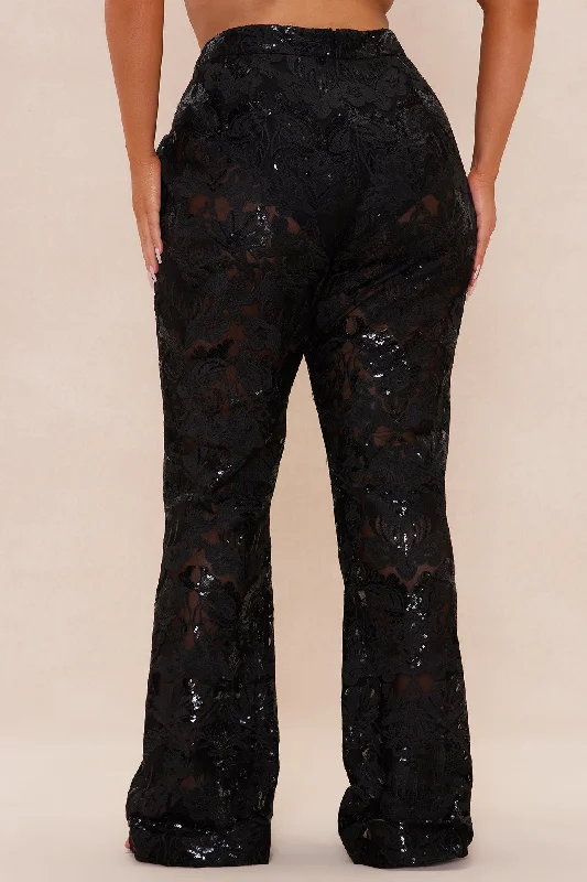 Charlize Sequin Embroidered Pant - Black