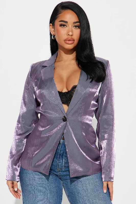 Chrome Nights Metallic Blazer - Plum