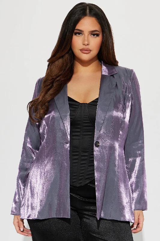 Chrome Nights Metallic Blazer - Plum