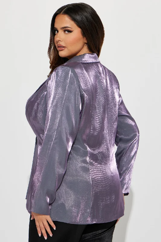 Chrome Nights Metallic Blazer - Plum