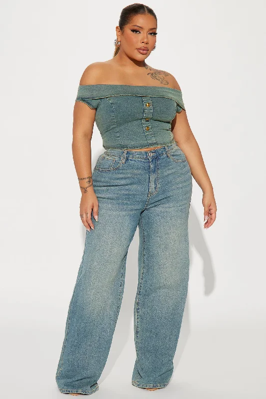 Ciao Bella Denim Corset Top - Vintage Wash