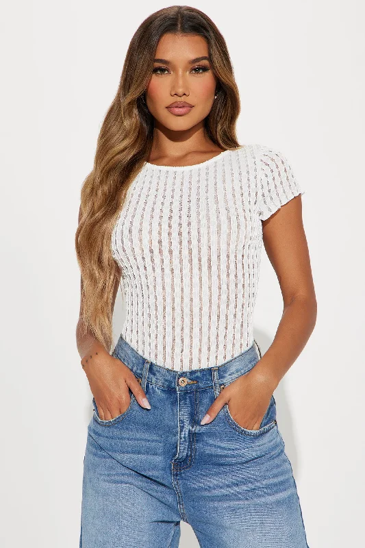 Claire Textured Bodysuit - White