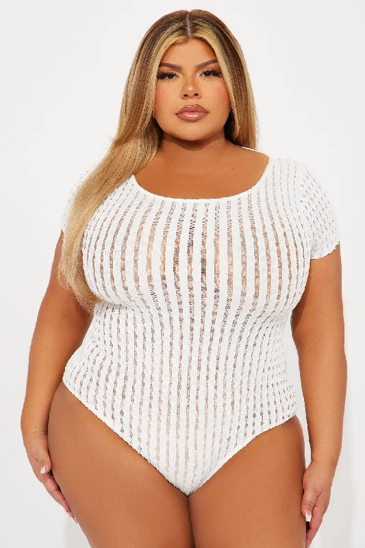 Claire Textured Bodysuit - White