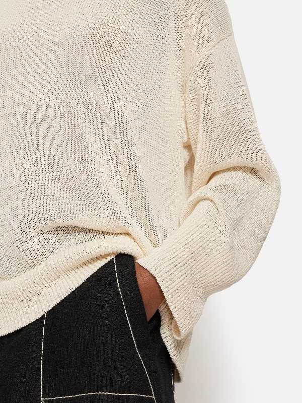 Corded Cotton Blend Jumper | Cream