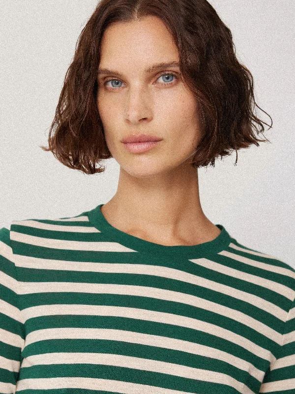 Cotton Slub Stripe Long Sleeve Tee | Green