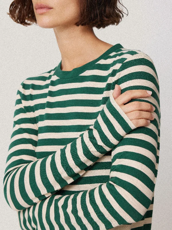 Cotton Slub Stripe Long Sleeve Tee | Green