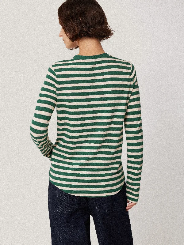 Cotton Slub Stripe Long Sleeve Tee | Green