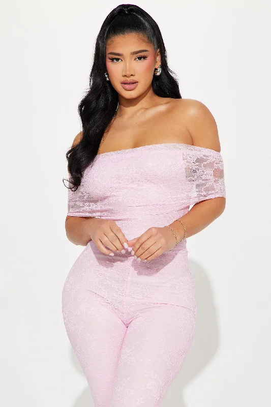 Could Be Loved Lace Jumpsuit - Pink