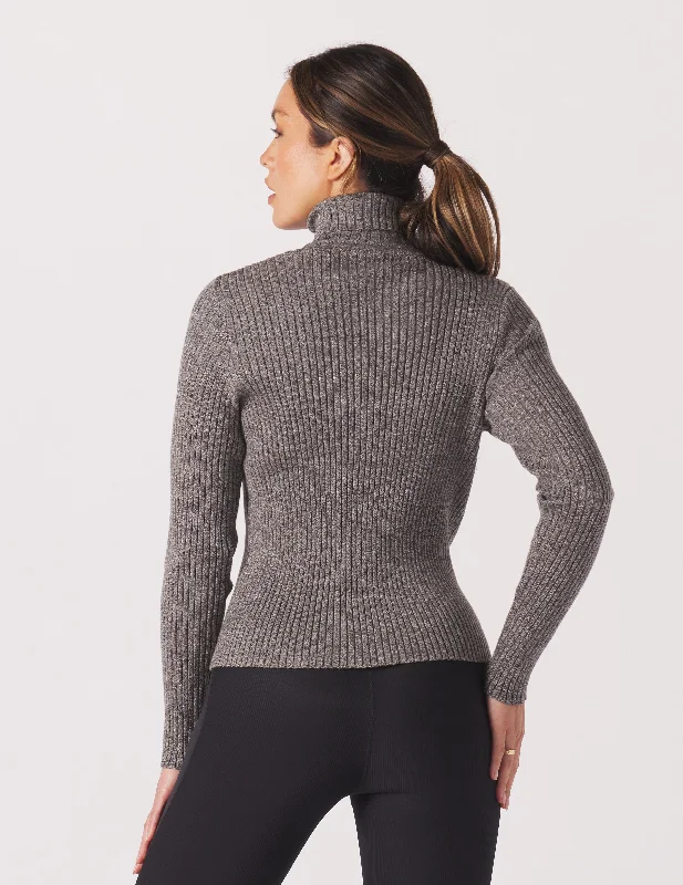 Couture Rib Turtle Neck: Charcoal Heather