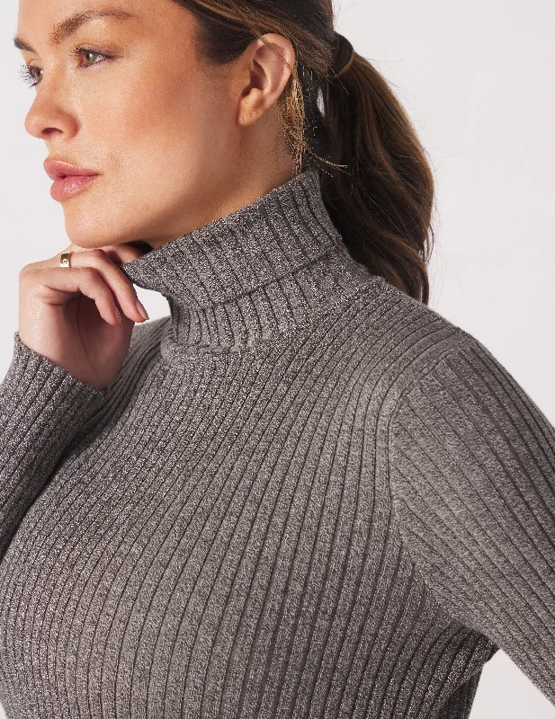 Couture Rib Turtle Neck: Charcoal Heather