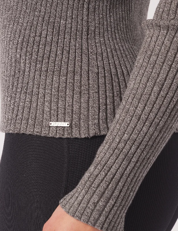 Couture Rib Turtle Neck: Charcoal Heather