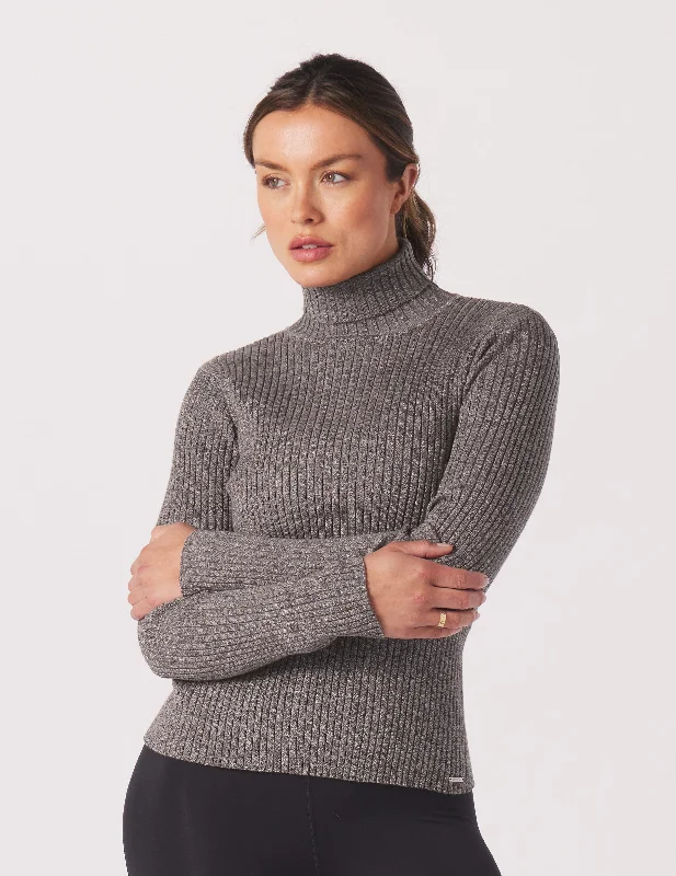 Couture Rib Turtle Neck: Charcoal Heather