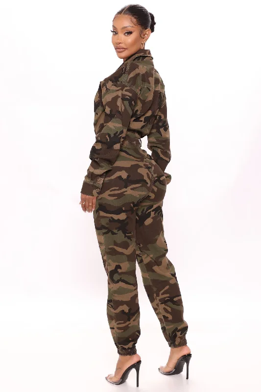 Daniela Long Sleeve Camo Jumpsuit - Camouflage