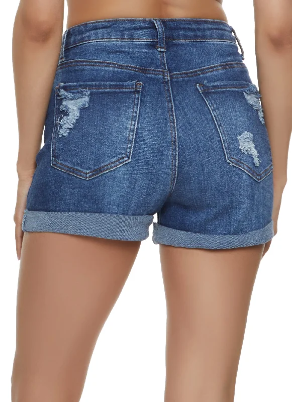 WAX High Waist Distressed Shorts