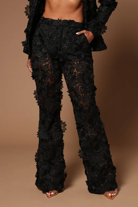 Denise Embroidered Pants - Black