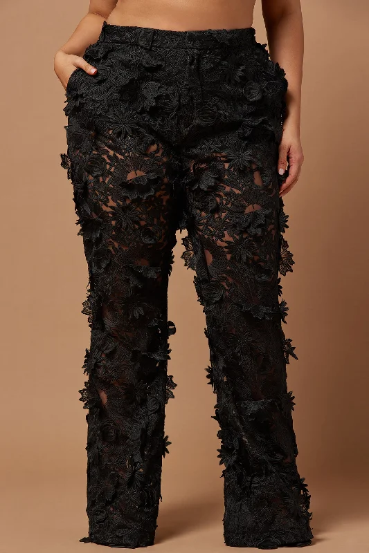 Denise Embroidered Pants - Black