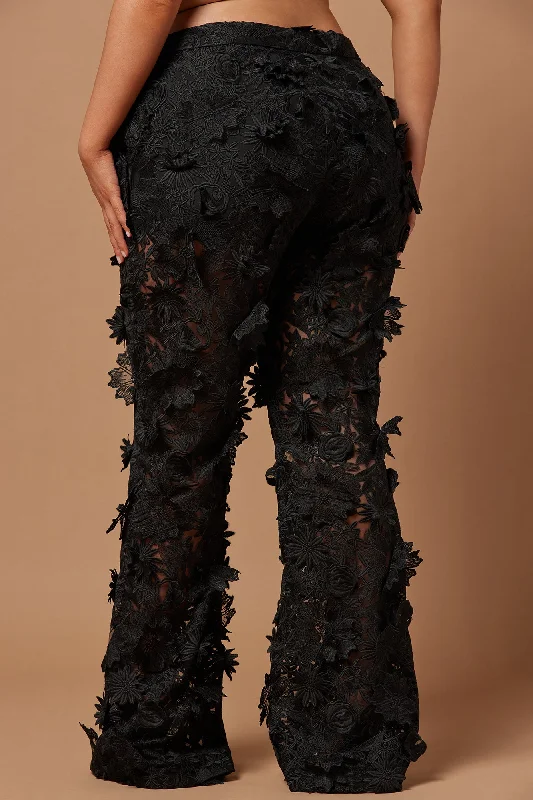 Denise Embroidered Pants - Black