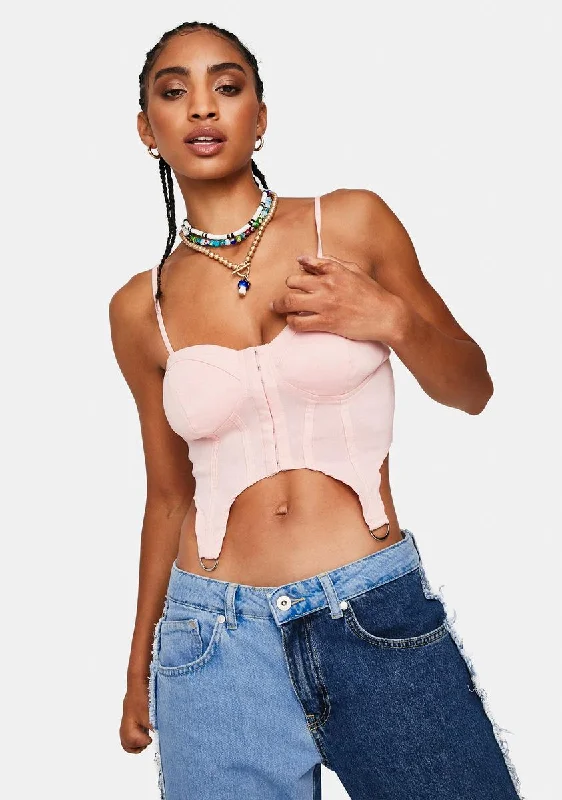 Diva Infinite Vibes Stretch Denim Hook Eye Bustier