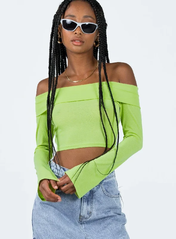 Elva Off The Shoulder Top Green