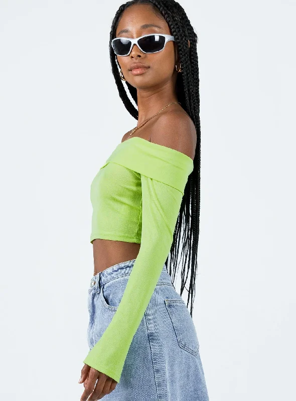 Elva Off The Shoulder Top Green