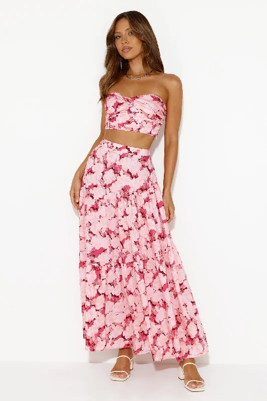 Escaping Reality Strapless Crop Top Pink