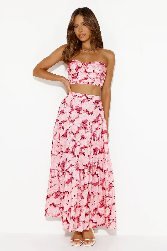 Escaping Reality Strapless Crop Top Pink