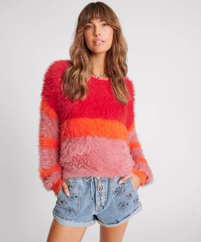 FLUFFY COLOUR BLOCK SWEATER