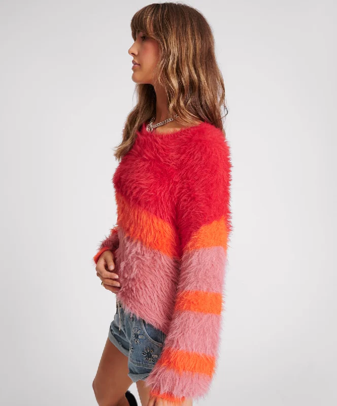 FLUFFY COLOUR BLOCK SWEATER