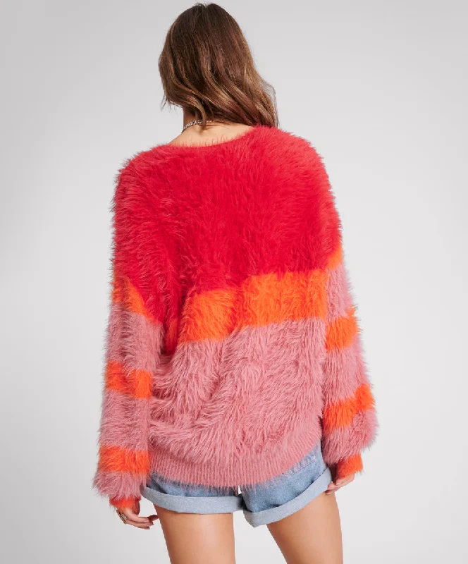 FLUFFY COLOUR BLOCK SWEATER