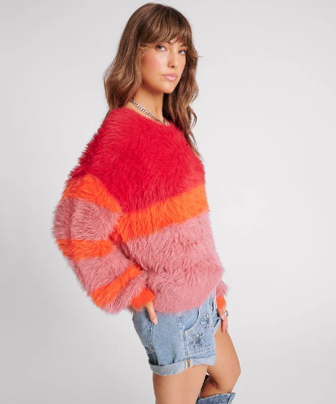 FLUFFY COLOUR BLOCK SWEATER