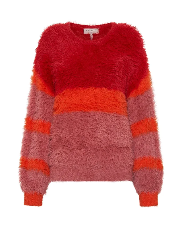 FLUFFY COLOUR BLOCK SWEATER