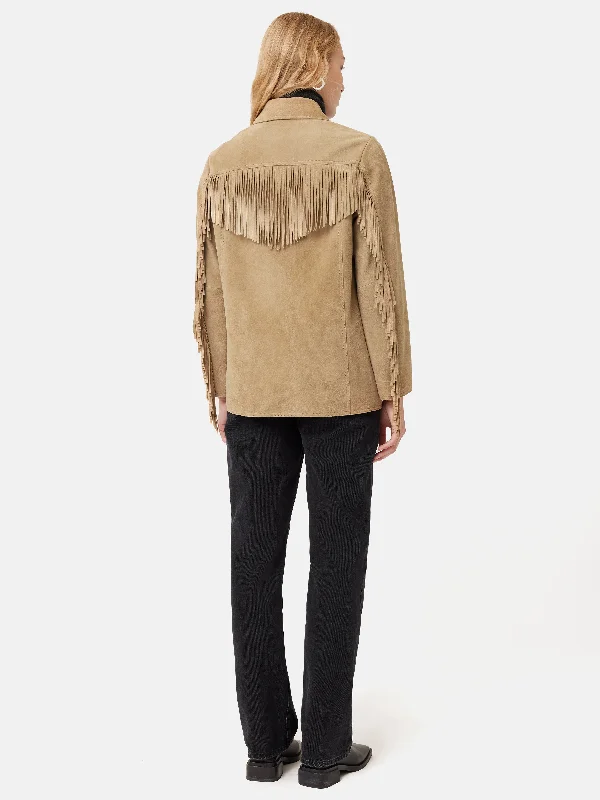 Fringed Suede Jacket | Brown