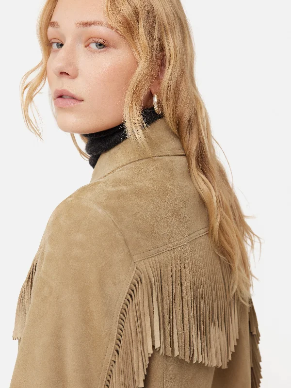 Fringed Suede Jacket | Brown