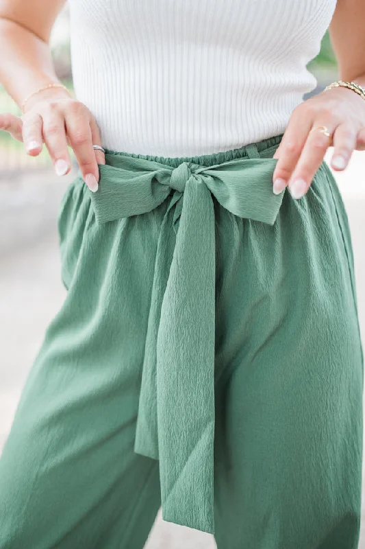 From My Heart Olive Waist Tie Belt Pants