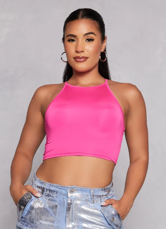 Daisy High Neck Cropped Cami