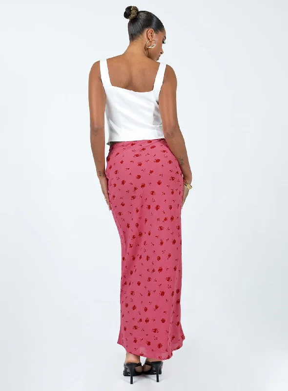 Gendling Midi Skirt Pink Floral