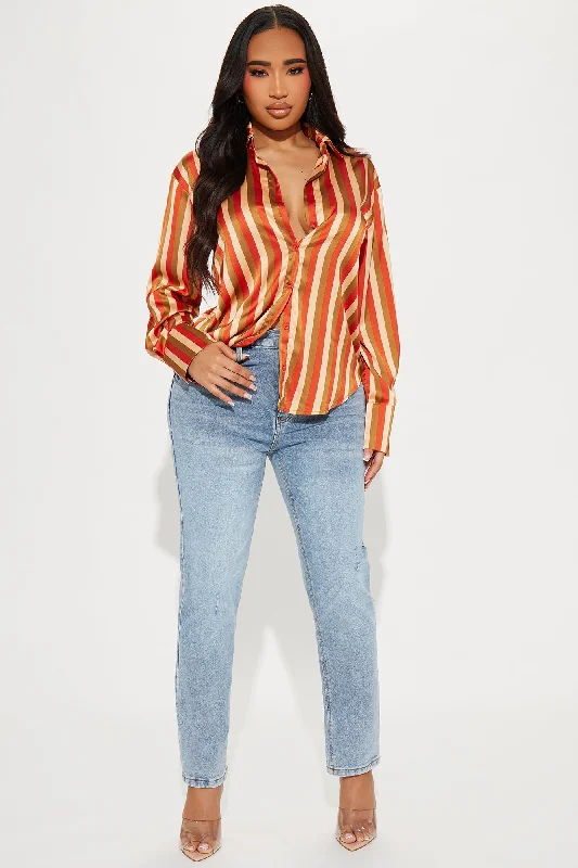 Good Call Striped Shirt - Orange/combo