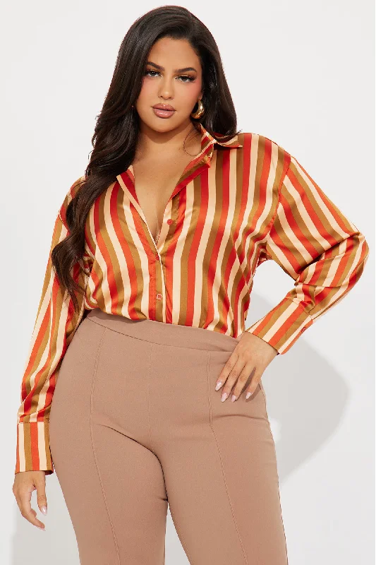 Good Call Striped Shirt - Orange/combo