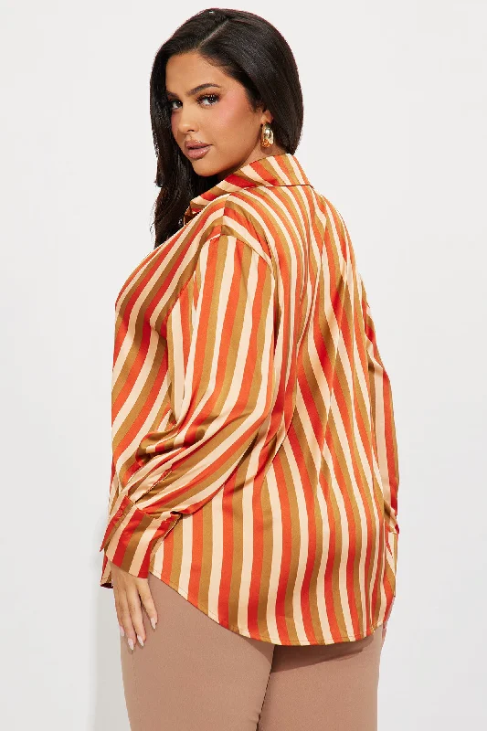 Good Call Striped Shirt - Orange/combo