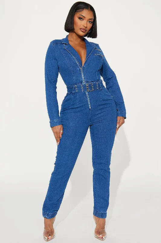 Good For Your Ego Denim Jumpsuit - Medium Wash