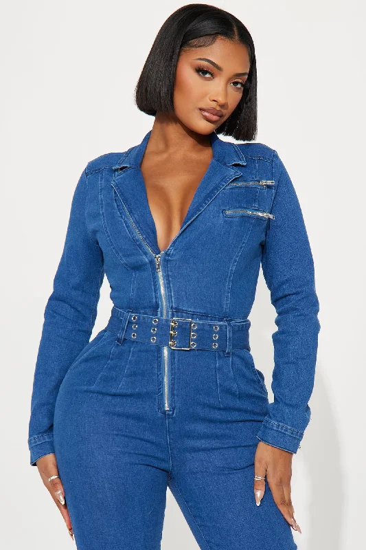 Good For Your Ego Denim Jumpsuit - Medium Wash