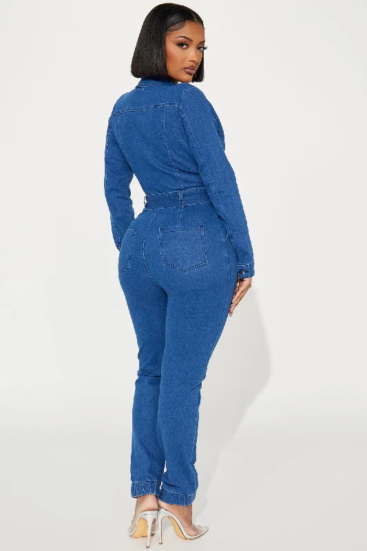 Good For Your Ego Denim Jumpsuit - Medium Wash