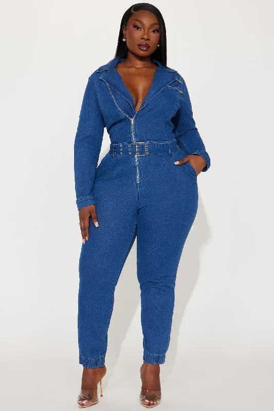 Good For Your Ego Denim Jumpsuit - Medium Wash