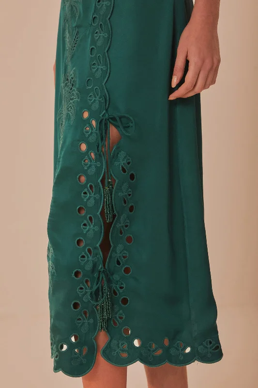 Green Richelieu Midi Skirt