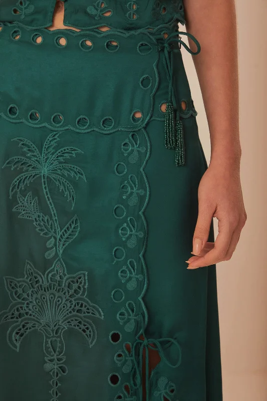 Green Richelieu Midi Skirt