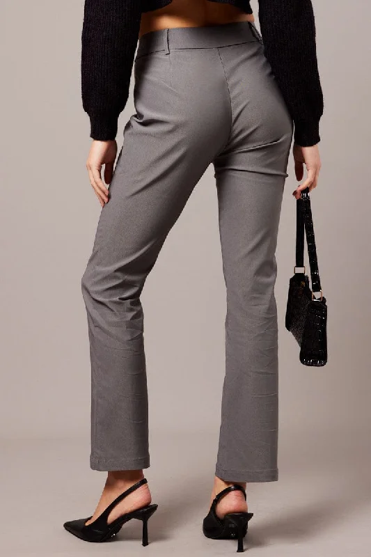 Grey Slim Pants Mid Rise