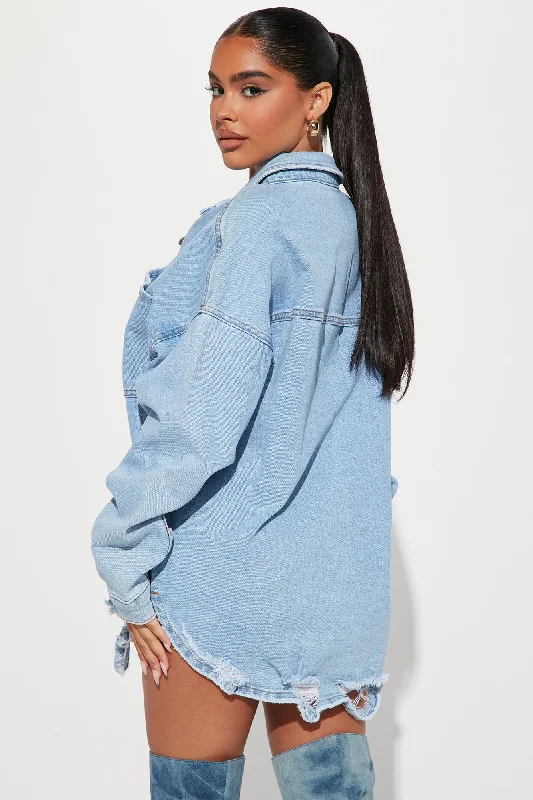 Had Me At Hello Denim Shacket - Light Wash