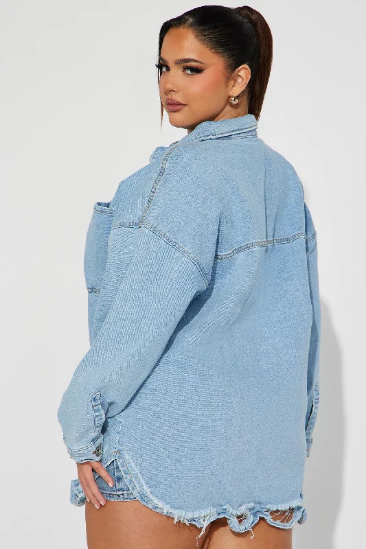 Had Me At Hello Denim Shacket - Light Wash